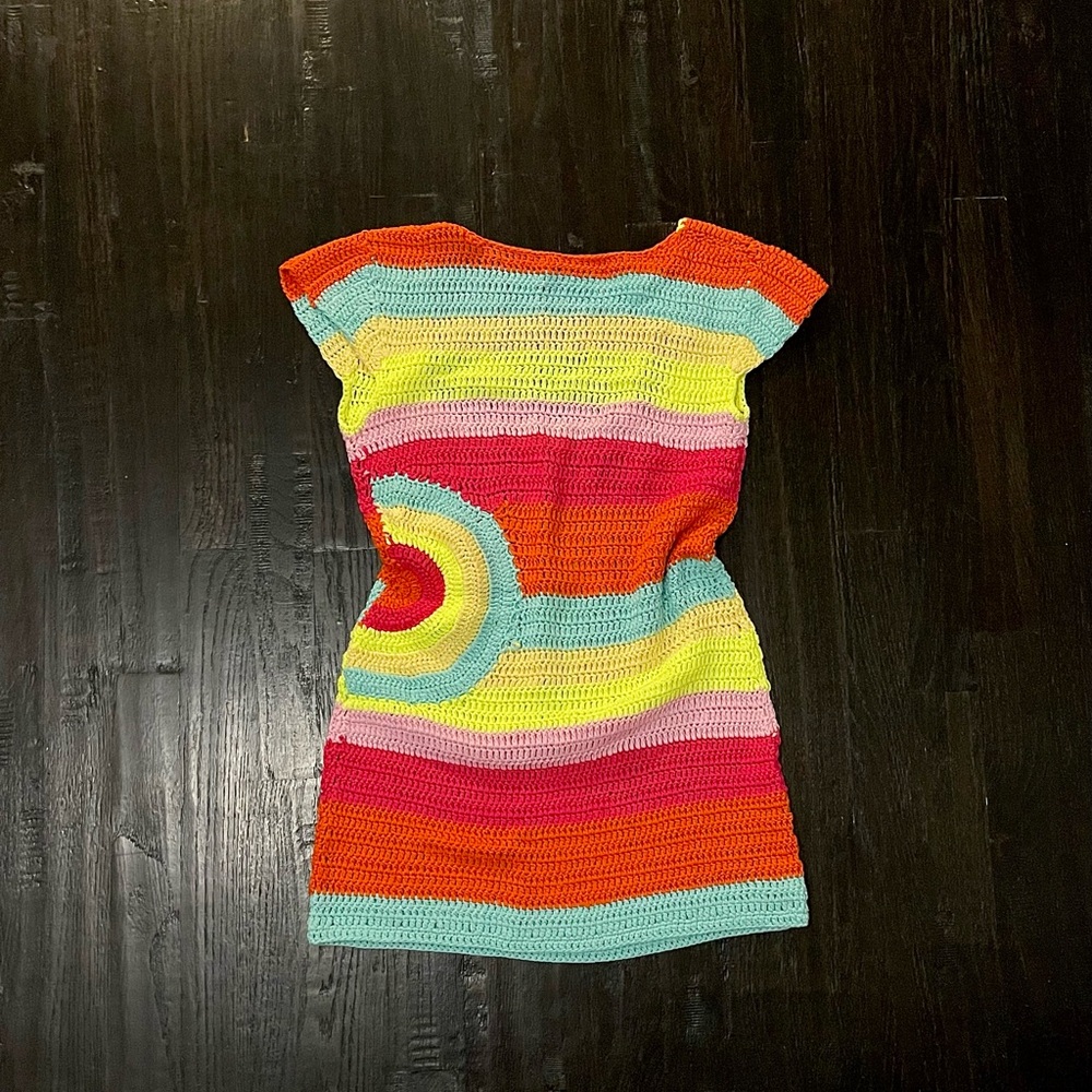Elise & Fred Crochet Rainbow Mini Dress - Size S
